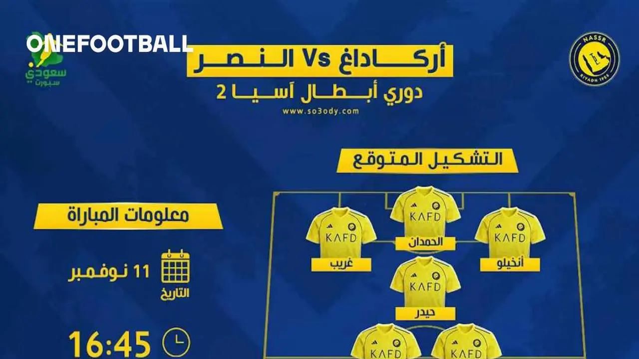 بث مباشر.. موعد مباراة النصر وأركاداغ والقنوات الناقلة في دوري أبطال آسيا 2
